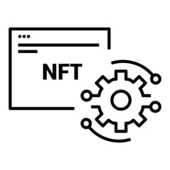 NFT line icon. Crypto art in the internet. Vector illustration