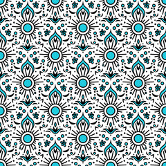 Abstract aqua floral shapes pattern