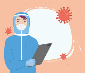 doctor with biosafety suit