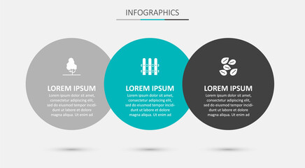 Set Garden fence wooden, Fruit tree and Seeds of specific plant. Business infographic template. Vector