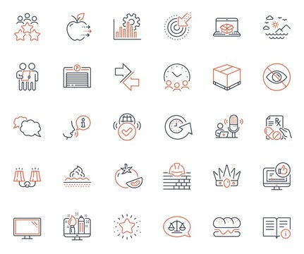 Business icons set. Included icon as Justice scales, Seo graph and Targeting web elements. Sconce light, Technical info, Verified internet icons. Online delivery, Build, Monitor web signs. Vector