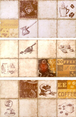 Decor set tile with coffe grain for interior