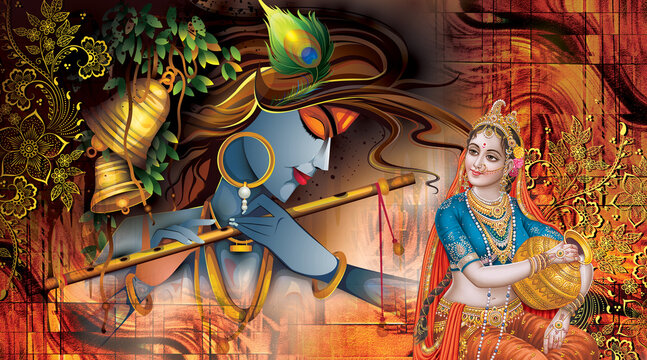 Radha Krishna Hd Wallpaper Stock Photo 1288866838  Shutterstock
