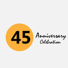 45 Set Year Anniversary Celebration Yellow Color Vector Template Design Illustration