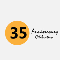 35 Set Year Anniversary Celebration Yellow Color Vector Template Design Illustration
