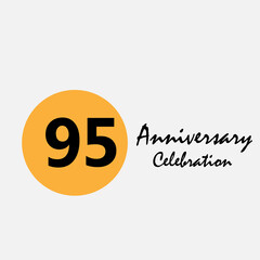 95 Set Year Anniversary Celebration Yellow Color Vector Template Design Illustration