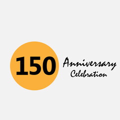150 Set Year Anniversary Celebration Yellow Color Vector Template Design Illustration