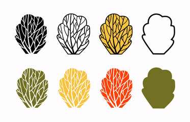 A set of trees or bushes, the idea of autumn trees, silhouettes and contours. Beautiful abstract shapes.