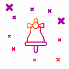 Color line Merry Christmas ringing bell icon isolated on white background. Alarm symbol, service bell, handbell sign, notification. Gradient random dynamic shapes. Vector