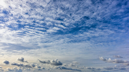 blue sky background with white clouds in autumn