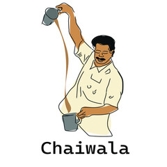 Chai or tea poster, Cutting tea, chaiwala meaning tea seller poster.
