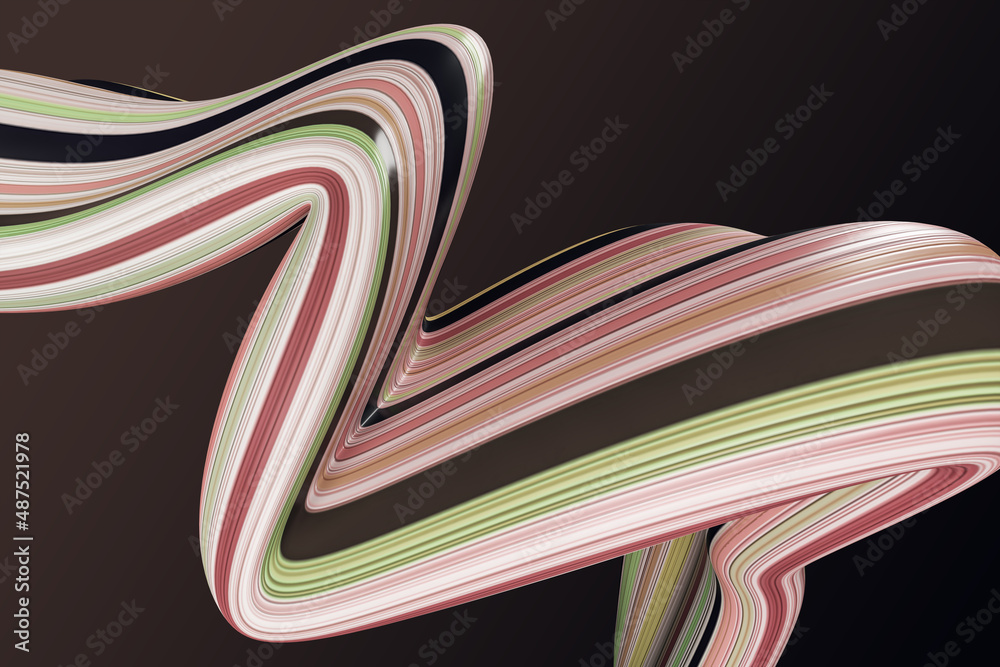 Poster Abstract pink linear cloth pattern on dark background. Design and texture concept. 3D Rendering.