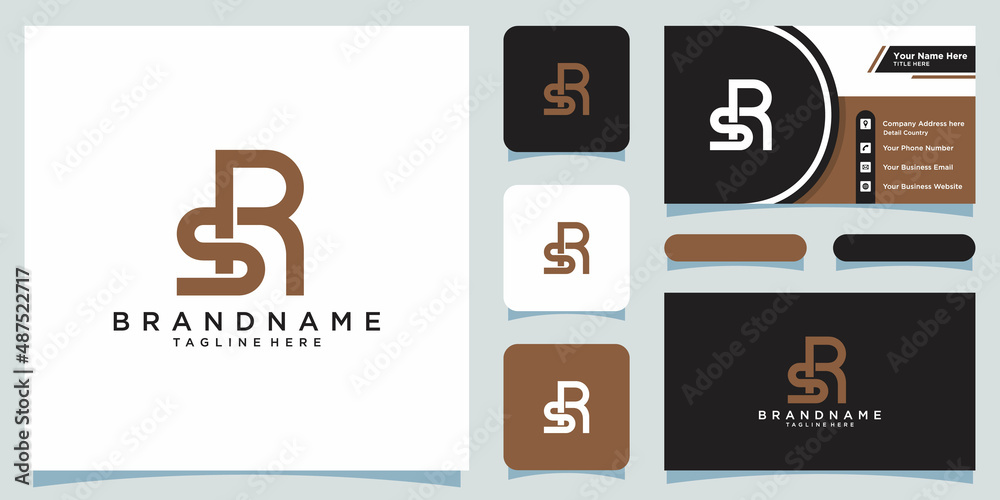 Wall mural Initial Letter SR or RS typography logo design vector with business card design