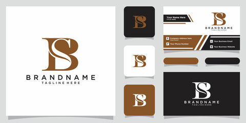 Initial Letter BS Logo designs with business card design © Blud_One