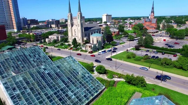 Fort Wayne, Aerial Flying, Cathedral of the Immaculate Conception, Indiana