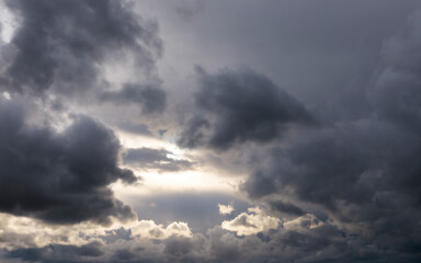 Dramatic sky scenic view, stormy clouds. Natural  background 