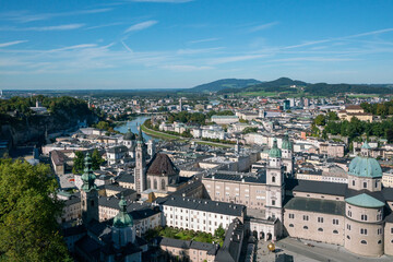 Fototapeta premium Nice view of the summer european landscape. Tourist town. Austria, hungary