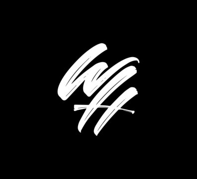 White Vector Letters Logo Brush Handlettering Calligraphy Style In Black Background Initial wh