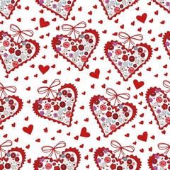 beautiful festive pattern red hearts with buttons for web design