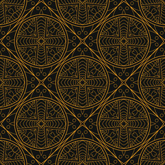 Seamless pattern with decor tile, mosaic oriental ornament. Vector illustration for designing posters, cards, prints, stickers, fabric, textile, gift paper, scrapbooking.