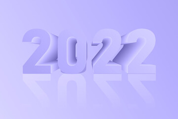 Purple 2022 3D on purple background illustration