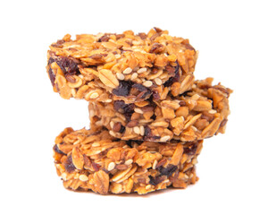 Cereal snack cookies no sugar with honey oatmeal grain isolated on the white
