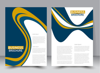 Flyer design template. Annual report cover.  Brochure background. For magazine front page, business, education, presentation. Vector illustration a4 size. Blue and orange color.
