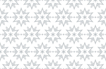 Abstract geometric pattern with lines, snowflakes. A seamless vector background. White and black texture. Graphic modern pattern.