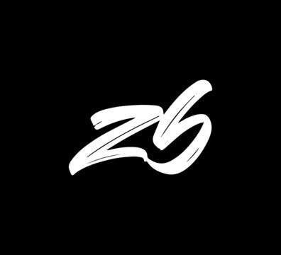 White Vector Letters Logo Brush Handlettering Calligraphy Style In Black Background Initial zb