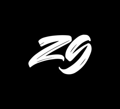 White Vector Letters Logo Brush Handlettering Calligraphy Style In Black Background Initial zg