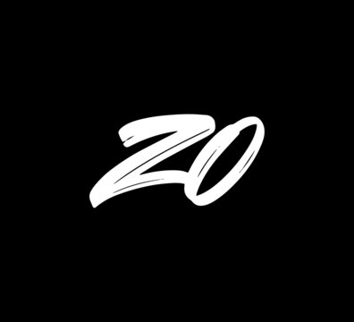 White Vector Letters Logo Brush Handlettering Calligraphy Style In Black Background Initial zo