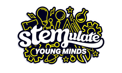 STEMulate, decorative typography and icon for your education brand