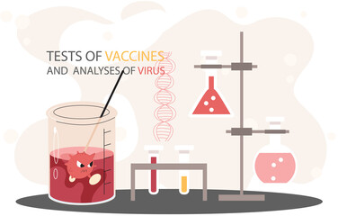 Scientific researchers analyses and tests of vaccines, immunization prevention and protection against viruses. Antivirus vaccine complete development. Pharmaceutical investigation in laboratory