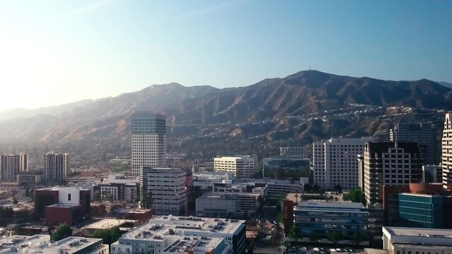 Glendale, California, Downtown, Beautiful Landscape, Aerial Flying