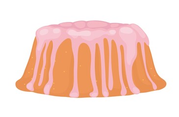 Easter cake with pink glaze. Easter pastries, an element of festive cooking. Vector isolated colorful element. 