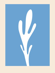 Obraz premium Abstract floral motif on a blue background, minimalist painting