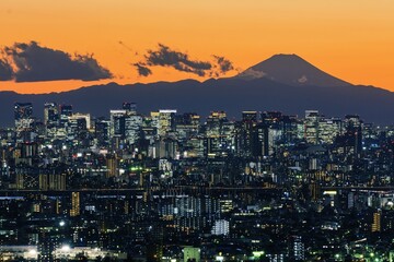 東京の夜景とフジヤマ
