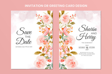 Wedding invitation or greeting card template 