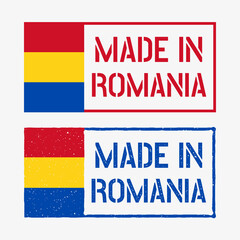 Fototapeta premium made in Romania stamp set, product emblem of Romania