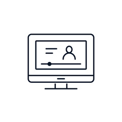 The concept of video lessons, education, instruction, presentation, lecture. Vector icon isolated on white background.