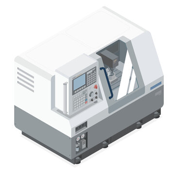 cnc isometric cartoon machine control isometric
