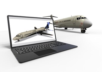 3d render image representing an Airplane with coputer aided design elements