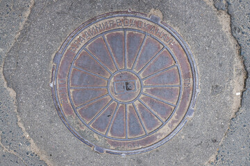 manhole cover in the street