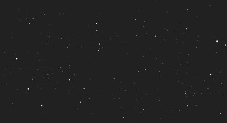 Space, starry sky. Dark black outer space texture, abstract pattern with white random dots. Flat vector illustration isolated on black background.