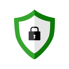 Security shield icon on white background.
