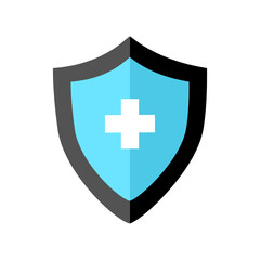 Security shield icon on white background.