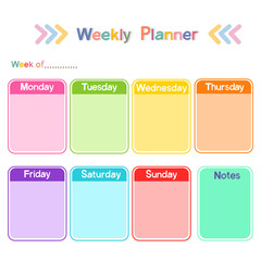 Colorful Weekly Planner Template.