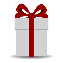 Gift box with red bow. Present icon