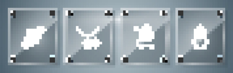 Set Diamond engagement ring, Jewelry online shopping, Locket necklace and Wrist watch. Square glass panels. Vector