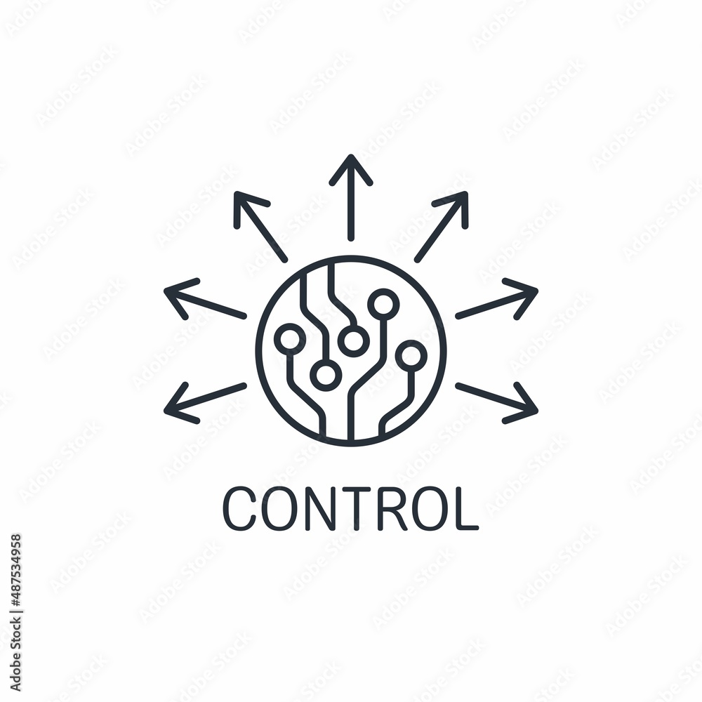 Wall mural electronic control and management. vector linear icon isolated on white background